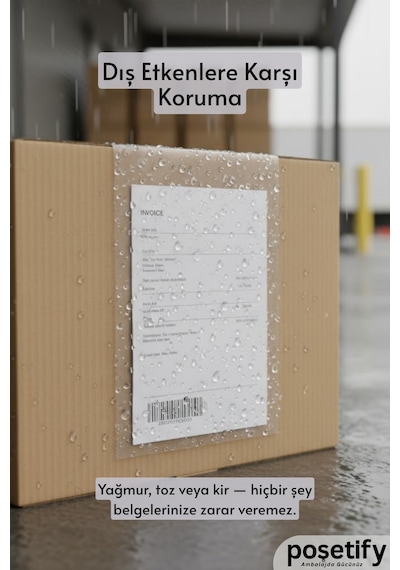 Fatura Cebi 14x25 2000 Adet Yapışkanlı Kargo Evrak Cebi Şeffaf Dayanıklı Paketleme Poşeti