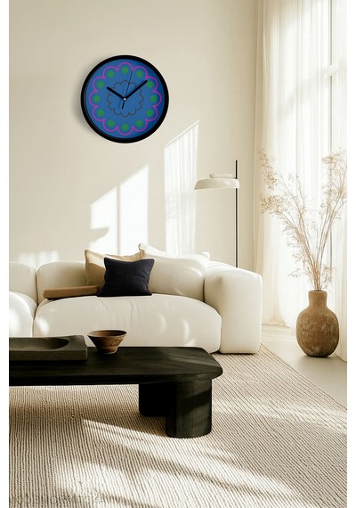 Soyut - Geometrik Temalı Modern Duvar Saati - 30cm - Önü Camlı Siyah Kasa - Sessiz Mekanizma-jh0054 Siyah