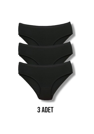 Erdenay Tekstil Yüksek Kalite Penye Kadın Bikini Külot 3'lü Siyah