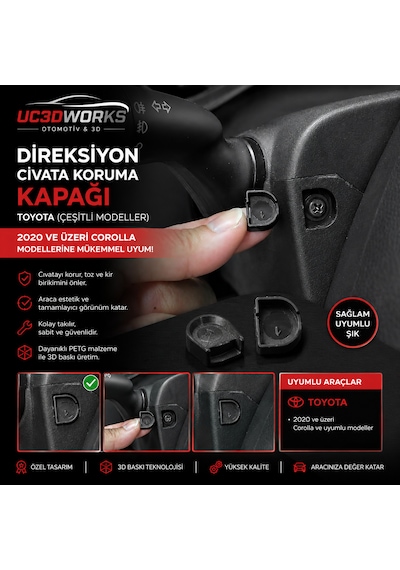 Toyota Corolla Direksiyon Vida Koruma Kapağı 2020+ Siyah