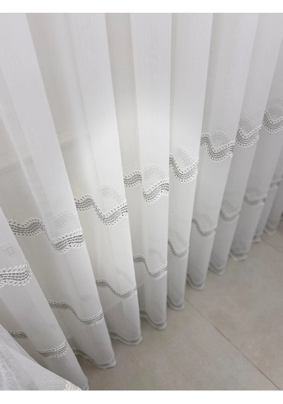 Nivemeshome Perlina Gümüş 1/2,5 Pileli Tül Perde Apm Gümüş