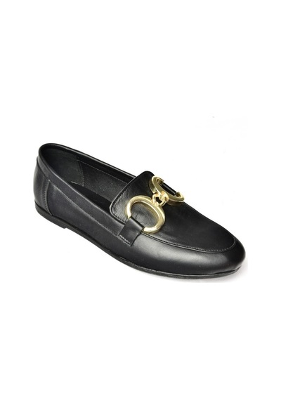 Fox Shoes S291070303 Siyah Hakiki Deri Kadın Babet Siyah