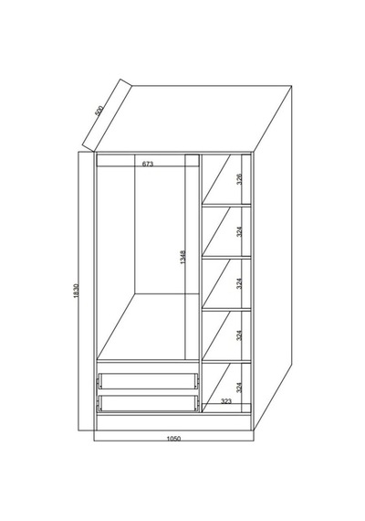 Kuzeylife Elegante Modern Tasarımlı Membran Kapaklı 3 Kapılı Gardırop (50cm Derinlik)
