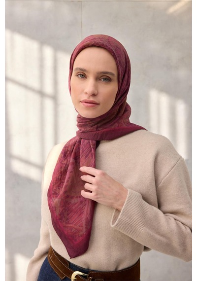 Silk Home Viskon Velora Eşarp Dört Mevsim Karma Desen Vişne 90x90 Çok Renkli