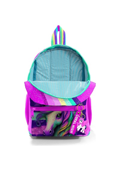 Minik Yuva Sırt Çantası Pembe Su Yeşili Unicorn Desenli İki Bölmeli 23558