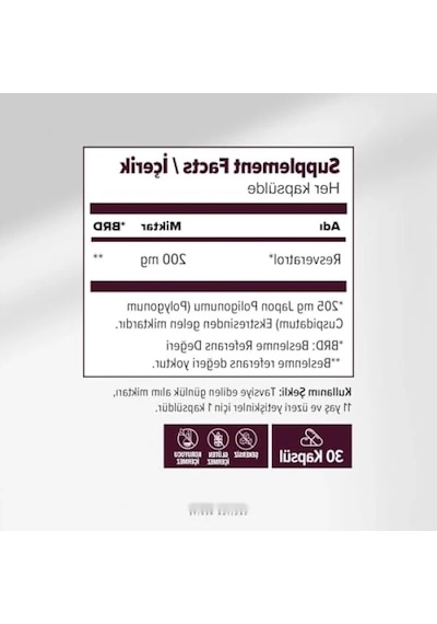 Vegan Resveratrol Kapsülleri, 200 Mg - 30 Kapsül
