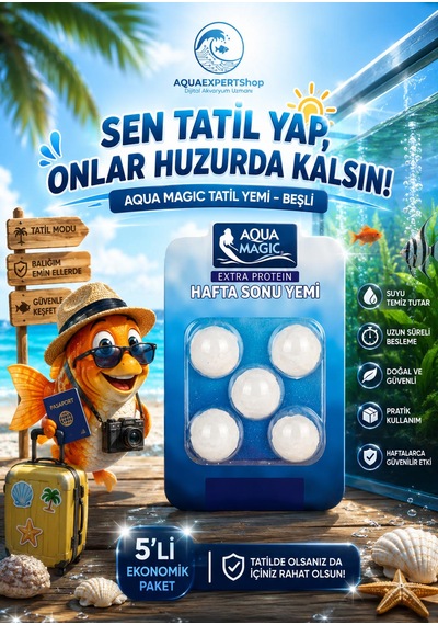 Balık Tatil Yemi - Beşli Paket - Ekstra Protein - Yavaş Salınım - Uzun Süreli Beslenme - Balıklarınız Güvende Kalır