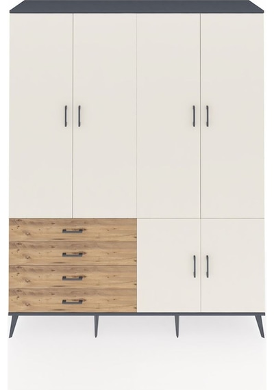 Hyperion Gardrop 7 Raflı 4 Çekmeceli Tek Askılı 176x44x221 Antrasit-aytaşı/çam Aytaşı/çam Hyperion Gardrop 7 Raflı 4 Çekmeceli Tek Askılı 176x44x221 Antrasit-aytaşı/çam Aytaşı/çam