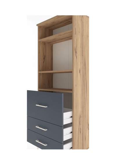 Arges Dolap 3 Raflı 3 Çekmeceli 60x30x163 Çam-antrasit Çam