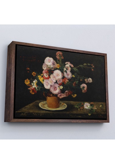 Ahşap Çerçeveli Aster Buketi, 1859, Gustave Courbet Tablo-7059