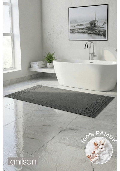 Fesun Antrasit Ayak Havlusu - 70x130cm, 790gr, %100 Pamuk, Spa Ve Otel Banyo Paspası, Günlük Kullanıma Uygun Antrasit