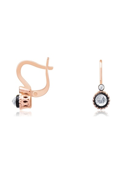Diamond Line - Gülaylar - Pembe Altın 14 Ayar Elmas Görünümlü Küp N11.9223