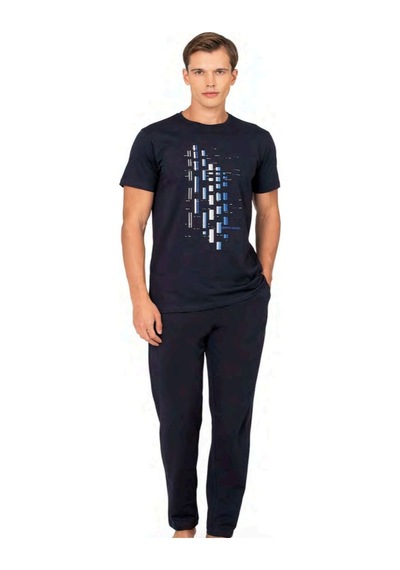 Pierre Cardin 6129 Erkek Kısa Kollu Bisiklet Yaka Pijama Takımı-lacivert