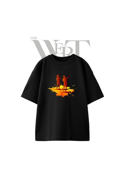 Paddle Boarding Tasarım Baskılı Ünisex Siyah Oversize T-shirt