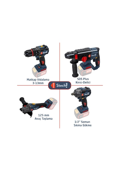 Stechend SXS403  20V 4.0/6.0Ah Akülü Alet Seti 7 Parça