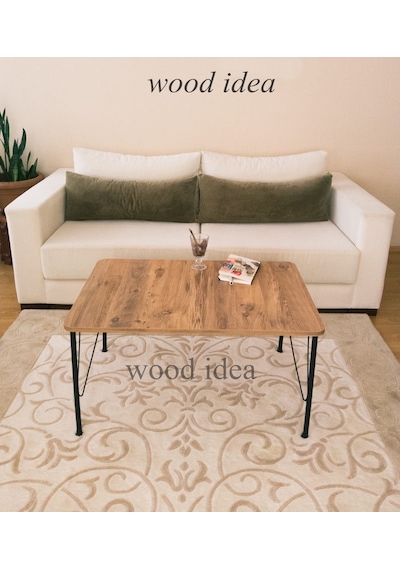 Wood Idea 60X90 Yükseklik 43Cm Metal Ayaklı Orta Sehpa