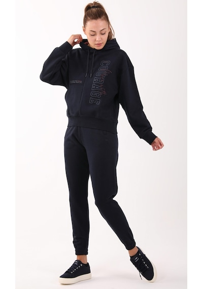Maraton Sportswear Comfort Kadın Kapşonlu Uzun Kol Basic Lacivert Sweatshirt 21474-lacivert Lacivert