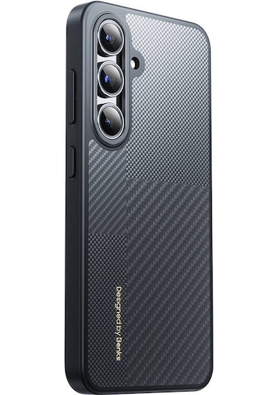 Galaxy S25 Kılıf M-safe Şarj Uyumlu Karbon Fiber Benks Montage Hybrid Armorpro Kevlar Kapak Siyah