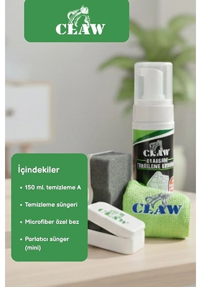 Sepet Pazarola 4'lü Set Spor Ve Deri Ayakkabı Bakım Seti Temizleme Köpüğü 150 Ml, Sünger, Mikrofiber Bez, Parlatıcı Sünger