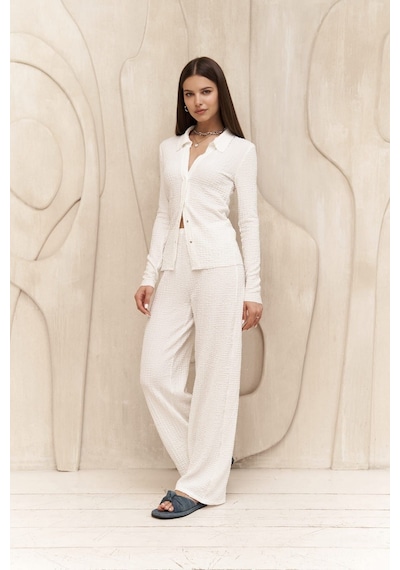 Mai Collection Mai Studios Co. Juno Beyaz Gömlek Pantolon Takım Beyaz