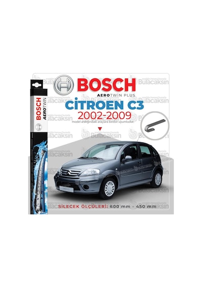 Citroen C3 Hb Muz Silecek Takımı 2002-2009 Bosch Aerotwin