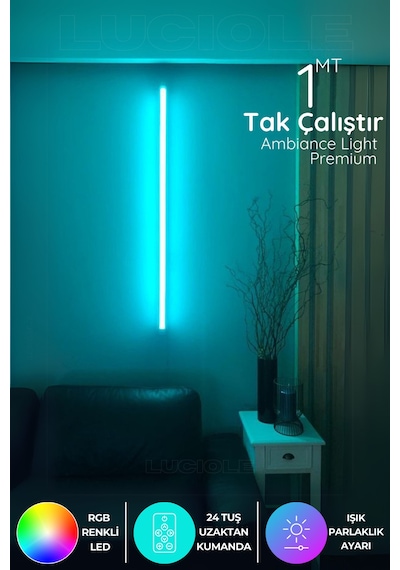 Rgb Led Strip Tube Light Lambader Uzaktan Kumandalı Işık Lamba Ampül Aydınlatma Renkli Animasyonlu6