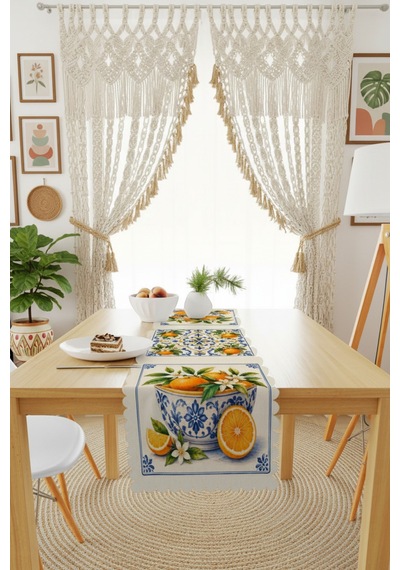 Vivanni Home Yıkanabilir Dikdörtgen Runner Günlük Kullanıma Uygun, Pratik Ve Uzun Ömürlü Portakal Mavi
