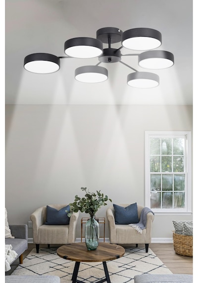 Bego Modern Salon Yatak Odası Giyinme Odası Mutfak Beyaz Işık Ledli Siyah Renk 6 Lı Led Avize Siyah Siyah