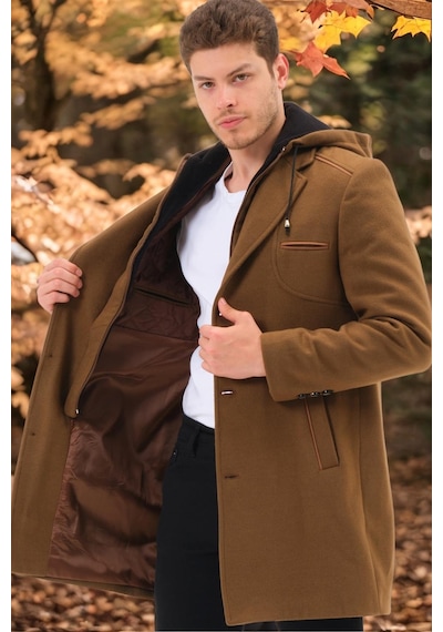 Dewberry Plt8371 Dewbrry Erkek Palto-Düz Camel-Düz Camel