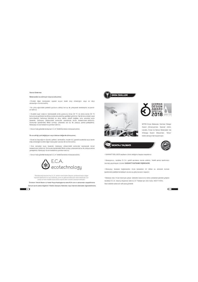 Eca Myra Dokunmatik Mutfak Eviye Eviye Bataryası 102118069H Eca