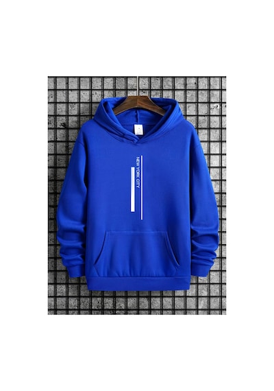 Medinenur New York City Kapüşonlu Sweatshırt Mavi