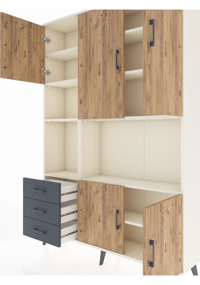 Arges Dolap 9 Raflı 3 Çekmeceli 5 Kapaklı 132x30x195 Aytaşı-çam/antrasit Aytası Arges Dolap 9 Raflı 3 Çekmeceli 5 Kapaklı 132x30x195 Aytaşı-çam/antrasit Aytası