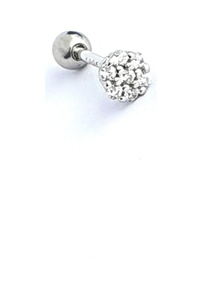 Pırlanta Parlaklığında Zirkon Taşlı 925ayar Gümüş Tragus Helix Kikirdak Piercing Gümüş