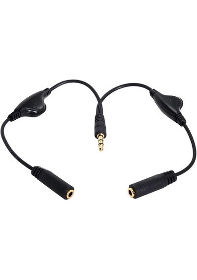 Navidata 3.5 Mm Stereo Ses Kontrollü Kulaklık Çoklayıcı Aux Kablo