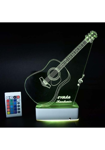 Özel Tasarım Akustik Gitar 3D Led Lamba