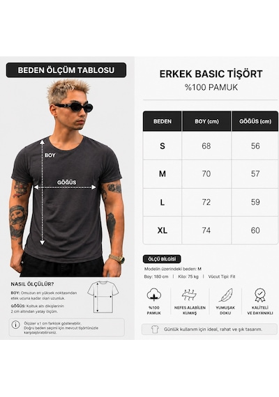 Tarz Cool Erkek Oval Etek Geniş Yaka %100 Pamuk Kısa Kollu Tişört Antrasit