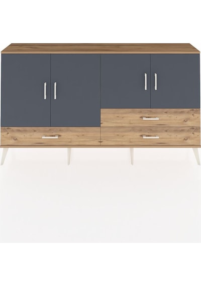Arges Konsol 5 Raflı 3 Çekmeceli 4 Kapaklı 176x30x99 Çam-antrasit Çam-antrasit/çam Arges Konsol 5 Raflı 3 Çekmeceli 4 Kapaklı 176x30x99 Çam-antrasit Çam-antrasit/çam