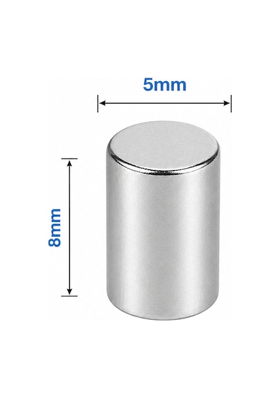 25 Adet - 5x8mm Neodyum Mıknatıs Neodim Magnet Yuvarlak