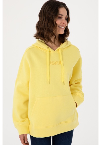 U.S. Polo Assn. Kadın Sarı Kapüşonlu Sweatshırt 50292370-VR044