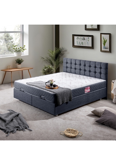 Venedik Çift Kişilik Baza Başlık Letto Yatak Seti - Lacivert 160 x 200
