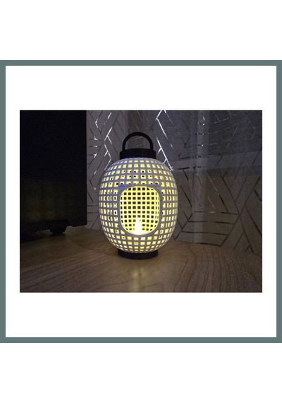 Bezos Japon Esintili Izgara Desenli Fener Tealight Mumluk Dekoratif Rüzgar Feneri Ventra Çok Renkli