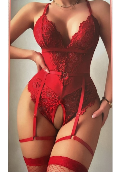 Noctissirius Kırmızı Jartiyer Detaylı Dantelli Fantazi Bodysuit Ve Bacak Bantlı Fantezi Gecelik Takımı Noctissirius Kırmızı Jartiyer Detaylı Dantelli Fantazi Bodysuit Ve Bacak Bantlı Fantezi Gecelik Takımı