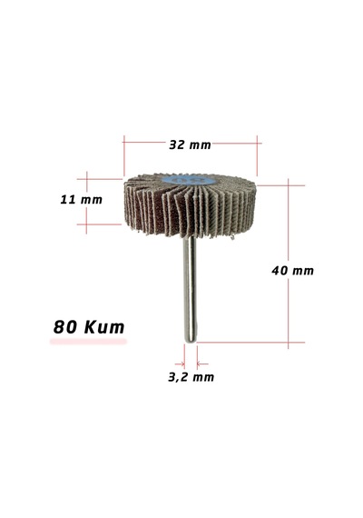 5199 Fırfır Saplı Mop Zımpara 80 Kum 32 Mm