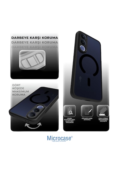 Microcase Vivo V70 Fe 5g İle Uyumlu Magsafe Uyumlu Mat Yüzey Kılıf Al4967 Siyah