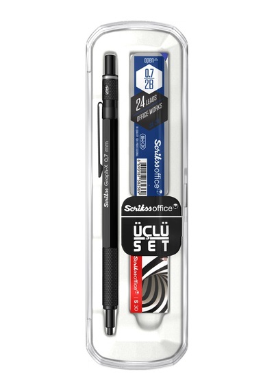 Scrikss Graph-x 2b 0.7 Mat Siyah Mekanik Kurşun Kalem Üçlü Seti