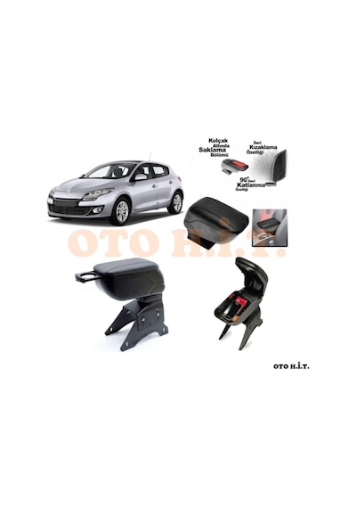 Renault Megane 3 Uyumlu Kol Dayama Ve Kolçak Sürgülü Bardaklıklı