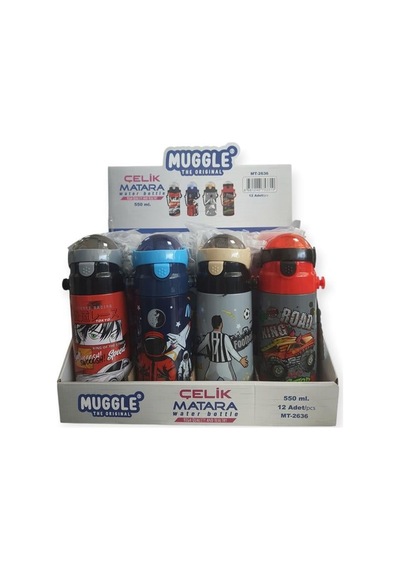 Muggle 550ml Çelik Matara Mt-2636 12'li Stand Çok Renkli