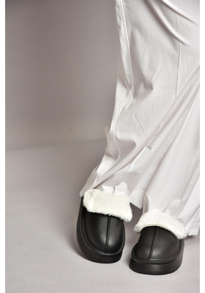 Fox Shoes T918264209 Siyah İçi Peluş Kadın Terlik Siyah