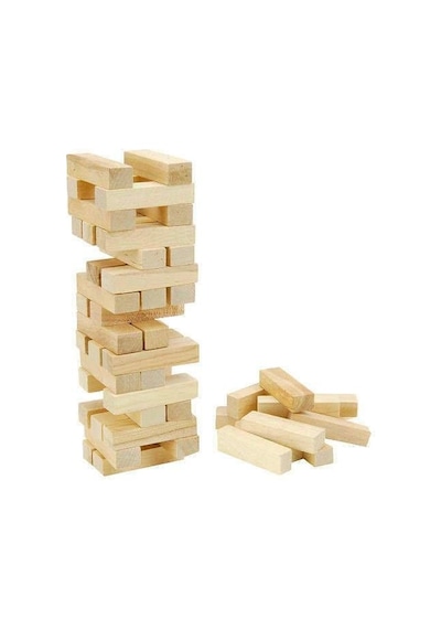 54 Parça. Jenga. Büyük Boy. Denge Oyunu. Doğal. Ahşap. Kule Oyunu