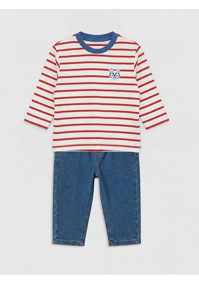 Lc Waikiki Kırmızı Erkek Bebek Jean Pantolon Ve Tişört